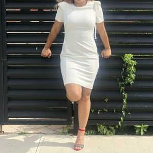 White Short Sleeve Calvin Klein Dress